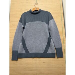 Lululemon Knit Turtleneck Sweater Size 8 Grey Merino Wool Colorblock Textured